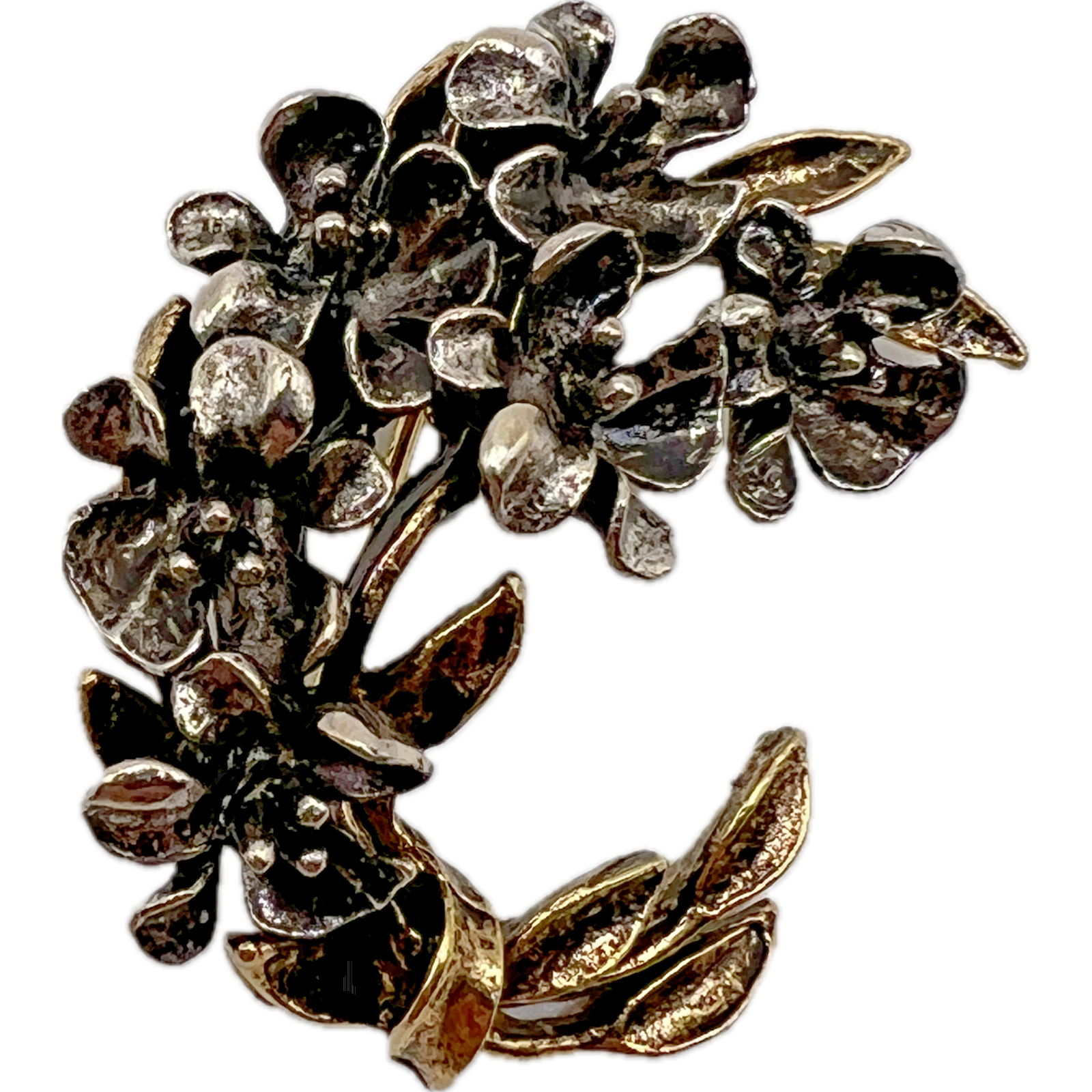 Art Arthur Pepper Gold & Silver Tone Flower Bouquet Brooch Pin Costume Jewelry